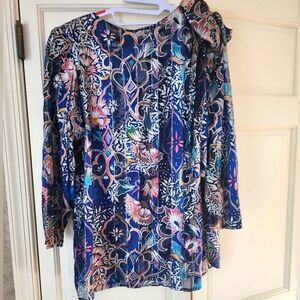 The Silk Farm Beautiful original vintage  blouse with large bow on the shoulder.